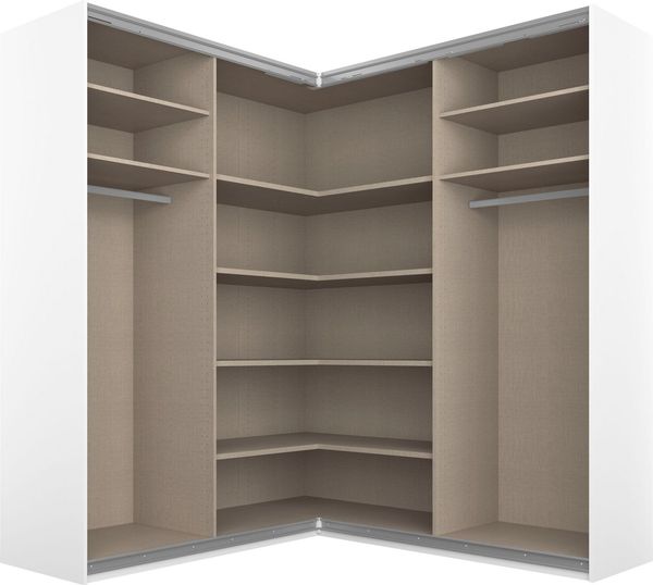 Rauch Möbel Quadra Schrank Eckschrank Schwebetürenschrank, Hochglanz Weiß / Weiß, 4-trg. mit Spiegel, inkl. 2 Kleiderstangen, 12 Einlegeböden, BxHxT 181 x 210 x 187 cm Bild 3