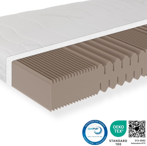 Greenfirst Kaltschaummatratze, atmungsaktiv, hochwertiger Bezug aus Doppeltuch, Härtegrad H5, Höhe 18cm, 180x200 cm
