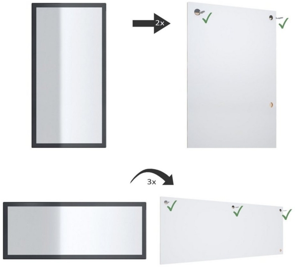 Vladon Spiegel Lima, Wandspiegel mit Rahmen im modernen Stil, Grau Hochglanz (139x55 cm) Bild 2