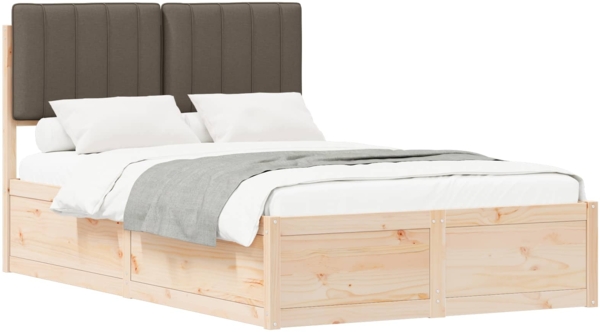 vidaXL Bettgestell mit gepolstertem Kopfteil Taupe 120 x 200 cm 3405550