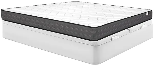 Vente-unique - AMBRACIE Mattress and bed base set StoffHolz, Platte Weiß - B 180 cm x H 20 cm30 cm x L 200 cm