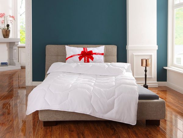 OTTO home Microfaserbettdecke Corella, Bettdecke 135x200 cm, mit Gratis-Kissen dazu: 40x80 cm, Füllung: 100% Polyester, Bezug: 100% Polyester, Bettdecken, Sommer, Winter, 4 Jahreszeiten, Decke mit Gratiskissen