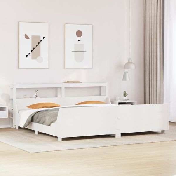 vidaXL Massivholzbett ohne Matratze Weiß 200x200 cm Kiefernholz 3306448