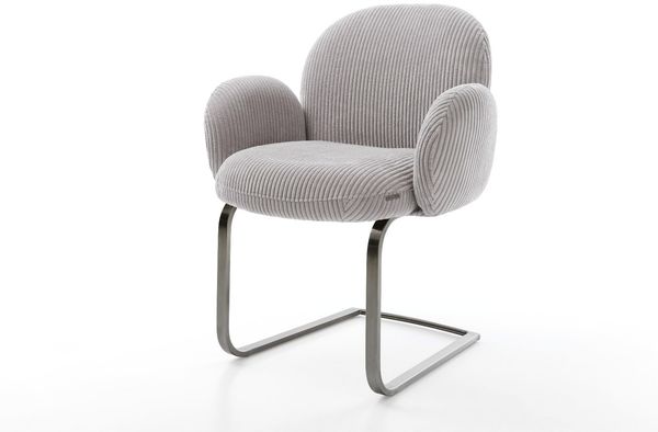 Freischwinger Nube-Flex mit Armlehnen Cord Silbergrau Freischwinger flach Graphit Taschenfederkern