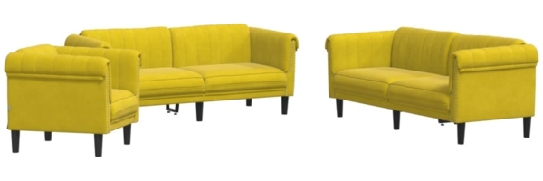 vidaXL 3-tlg. Sofagarnitur Gelb Samt 3209215