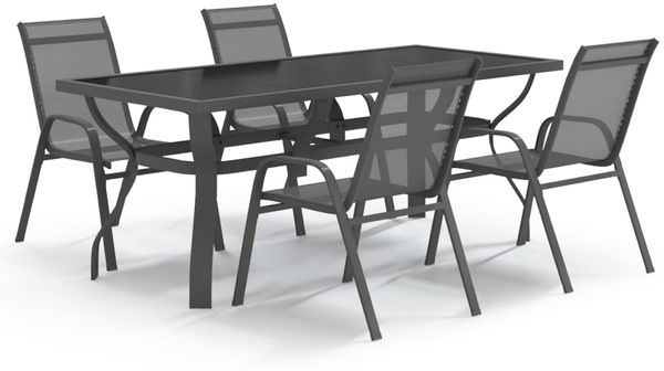 vidaXL 5-tlg. Garten-Essgruppe Grau und Schwarz 3095982 Bild 2