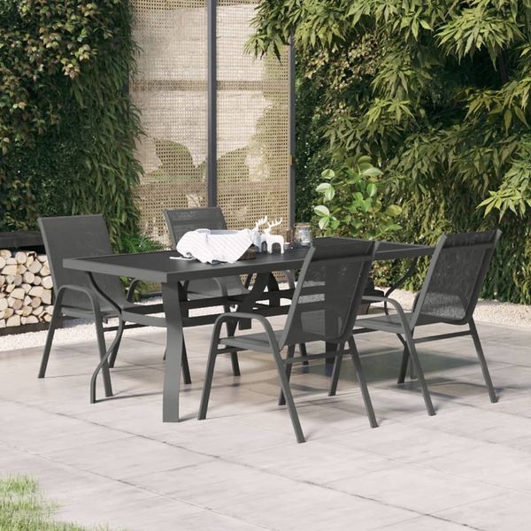 vidaXL 5-tlg. Garten-Essgruppe Grau und Schwarz 3095982