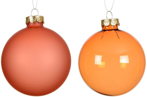Kaemingk Weihnachtsbaumkugel, Weihnachtskugeln Glas 8cm 4 Stück - Warmorange transparent
