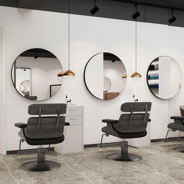WDWRITTI Dekospiegel Schwarz Ø100cm für Friseurladen Friseurspiegel XXL Modern (Wandspiegel Rund 100cm, 1-St, Spiegel groß), Design Rundspiegel, Flurspiegel mit Alurahmen