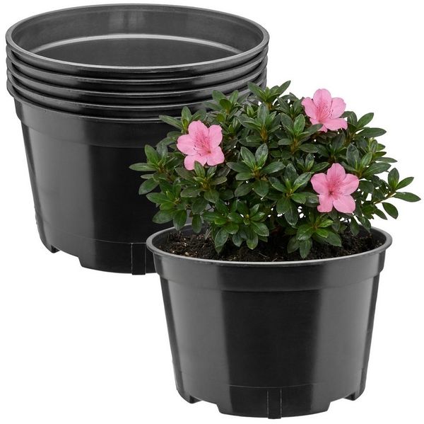 Garronda Blumentopf rund Kunststoff mit Drainagelöchern für Garten GD-0202 (5 St, 5er Set)
