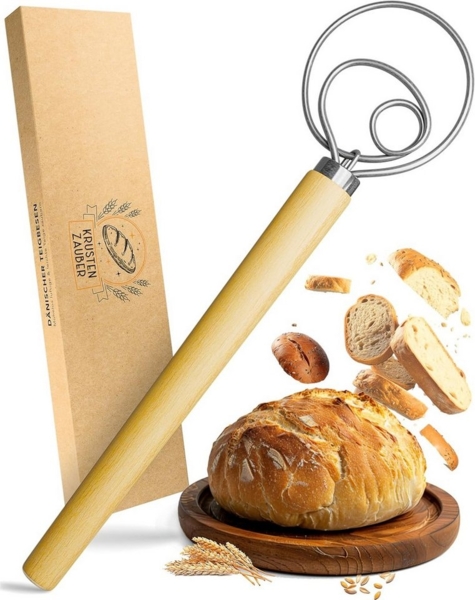 Krustenzauber Backmatte Zubehör - Brotschlingen, Schneebesen, Backmatte, Teig Reinigungstücher, Dänischer Schneebesen