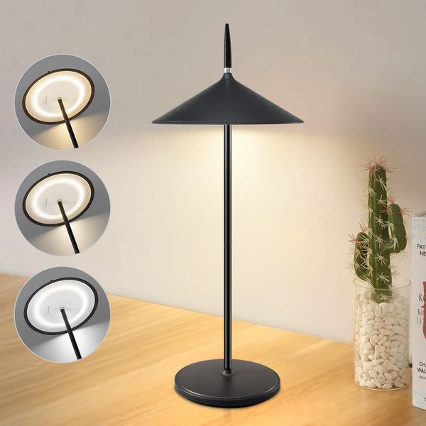 ZMH Akku-Wiederaufladbare Beistelltischlampe, Kabellose Nachttischlampe - 1800 mAh Wiederaufladbare LED, Touch-Dimmbar, Modern, Weiß, IP44 Wasserdichte Außenlampe mit USB