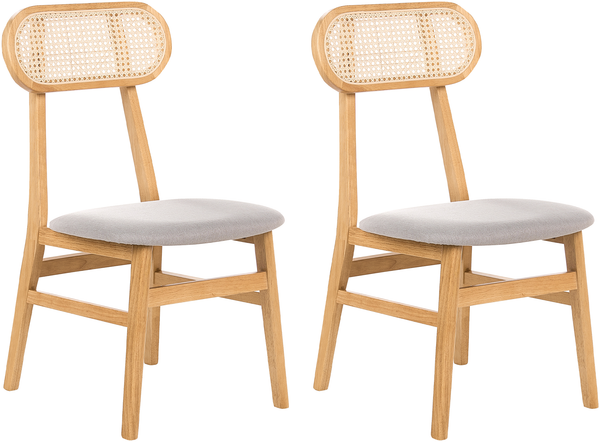 Esszimmerstuhl 2er Set FALLON Holz Hellbraun Hellgrau