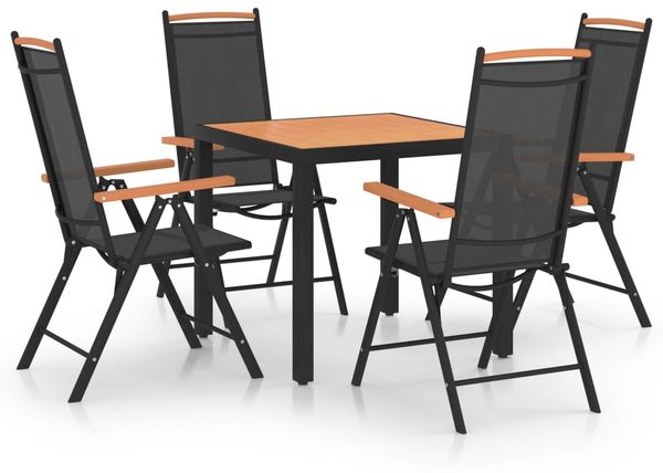 vidaXL 5-tlg. Garten-Essgruppe Aluminium Schwarz 3070628