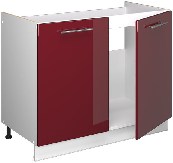 Spülenunterschrank Fame-Line Bordeaux Hochglanz/Weiß 100 cm, AP Marmor Vicco Bild 6