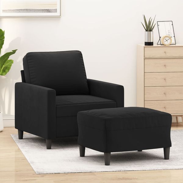 vidaXL Sessel mit Hocker Schwarz 60 cm Samt 3201050