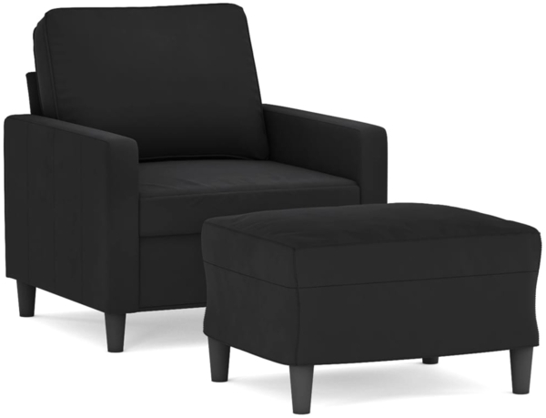 vidaXL Sessel mit Hocker Schwarz 60 cm Samt 3201050