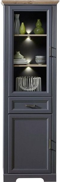 Vitrine JASMIN Standvitrine in graphit Artisan Eiche inkl. LED 66x204 cm Bild 4