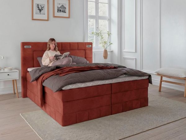 OTTO home Boxbett PHILLIPA inkl. Bettkasten, wahlweise mit LED-Leuchten, Breite: 180cm, inkl. Kaltschaum-Topper, in verschiedenen Farben erhältlich