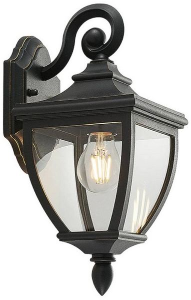 Lindby Außen-Wandleuchte Cerys, Kunststoff Schwarz IP44, 1x60 W