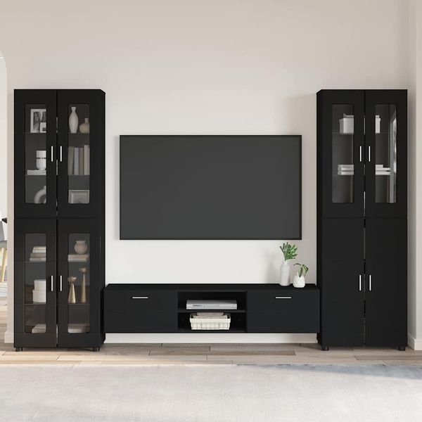 vidaXL TV-Schrankset mit Schubladen FLORIN 3 pcs Schwarz Holzwerkstoff 3398005