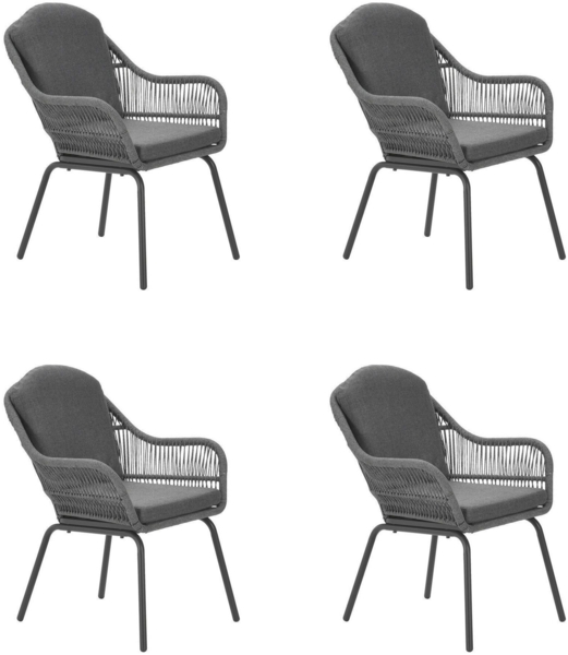 Garden Impressions TRITON 4er-Set Rope Alu Loungesessel Gartenstuhl grau