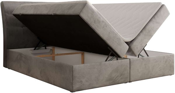 Boxspringbett DAGOS 120 x 200 cm mit Kopfteil, Lattenrost und Stauraum – Doppelbett mit Matratze & Topper Visco , stabile Konstruktion, Bettkasten, modernes Design - Hellgrau Velvet - H4 Bild 4