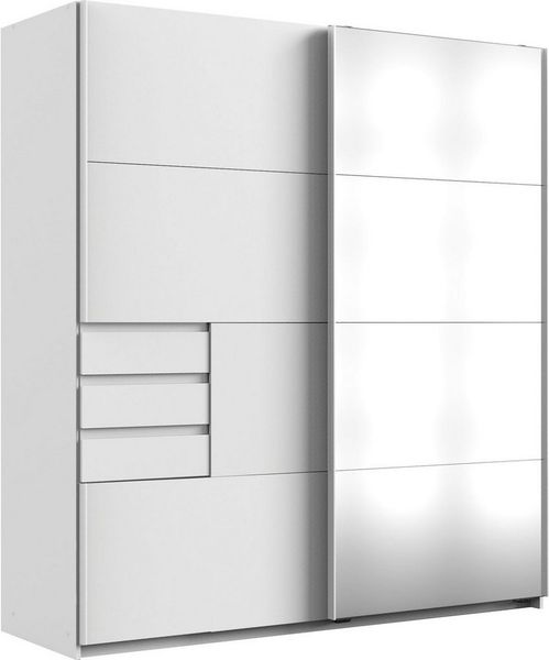 Schwebetürenschrank Oldenburg Kleiderschrank 180 x 64 x 198 cm Weiß Spiegel
