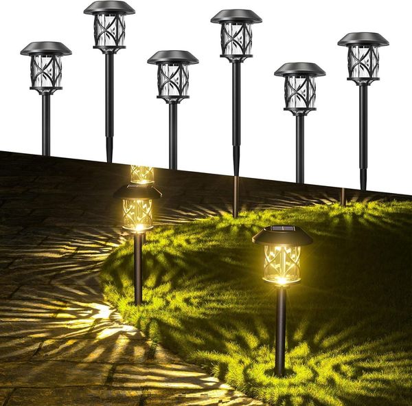 Quntis Gartenleuchte solar lampen für außen mit Erdspieß, gartenbeleuchtung für Terasse, LED fest integriert, Warmweiß, mit Gartenstrahler für Weihnachten Deko