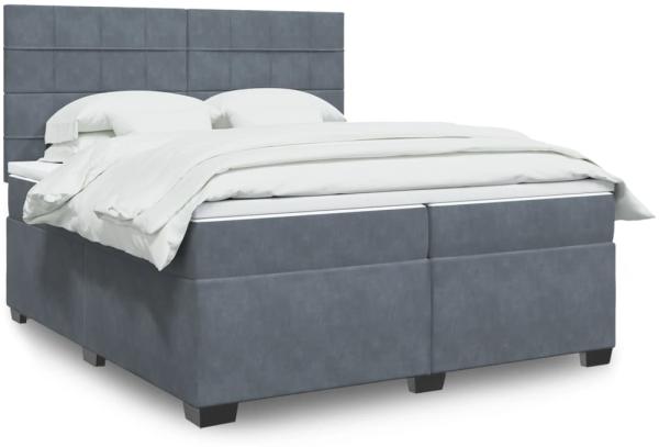 vidaXL Boxspringbett mit Matratze Dunkelgrau 200x200 cm Samt 3291003