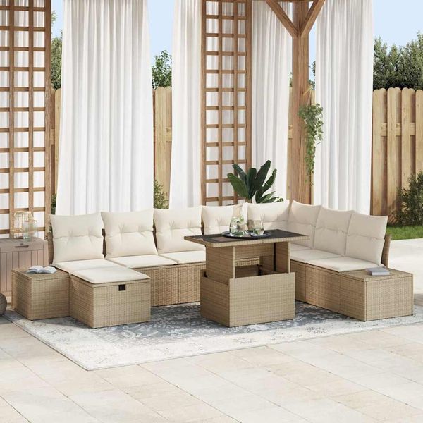 vidaXL Garten-Sofa-Set 11 pcs Beige Poly Rattan 3359898