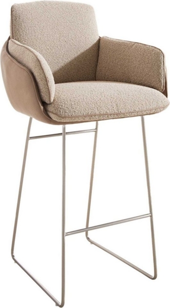 Barstuhl Luan-Flex Materialmix Schlamm Kufengestell Edelstahl Taschenfederkern