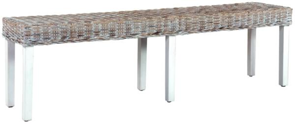 vidaXL Sitzbank 160 cm Weiß Natur Kubu-Rattan und Massivholz Mango 285792