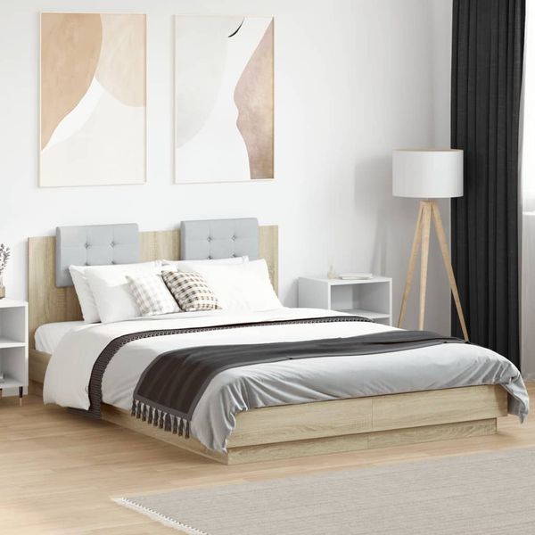 vidaXL Bettgestell mit Kopfteil Sonoma-Eiche 140x200 cm Holzwerkstoff 3209921