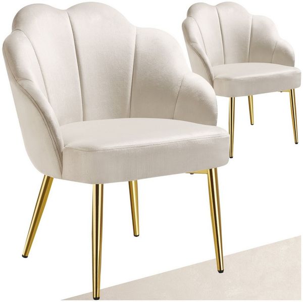 tectake Esszimmerstuhl Cocktailsessel Hellen, gepolstert mit Samtbezug (Set, 2 St), Bequeme Polsterung dank superdicker und hochdichte Schaumstofffüllung