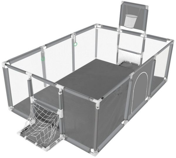 Comomy Laufstall, Baby Schutzgitter mit Basketball und Fußball-Netz 181 x 122 x 64 cm