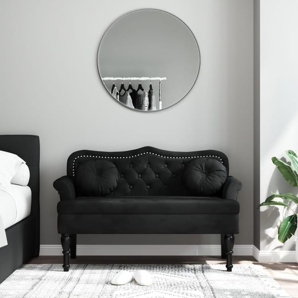 vidaXL Bank mit Kissen Schwarz 120,5 x 65 x 75 cm Samt 372145