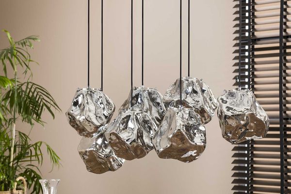 KAWOLA Hängeleuchte EDESSA Hängelampe 7-flammig Glas silber 150 x 44 x 95 cm