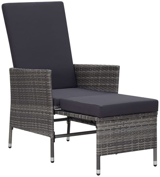 vidaXL Garten-Liegestuhl mit Auflagen Poly Rattan Grau 310230 Bild 2