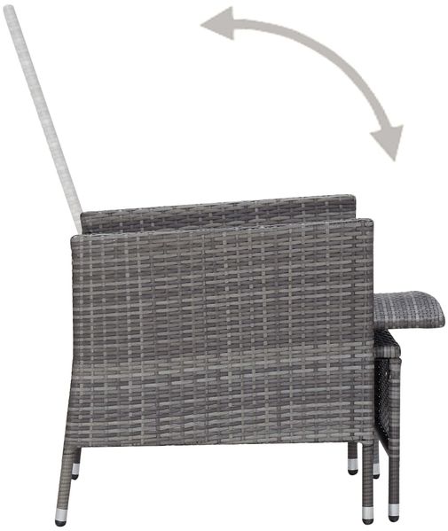 vidaXL Garten-Liegestuhl mit Auflagen Poly Rattan Grau 310230 Bild 5