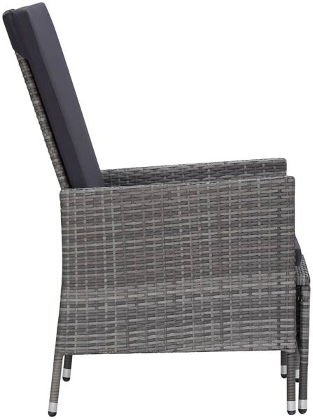 vidaXL Garten-Liegestuhl mit Auflagen Poly Rattan Grau 310230 Bild 4