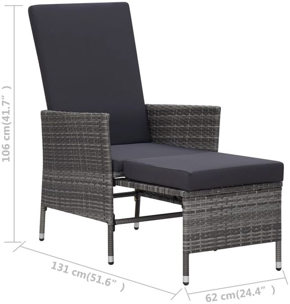 vidaXL Garten-Liegestuhl mit Auflagen Poly Rattan Grau 310230 Bild 8