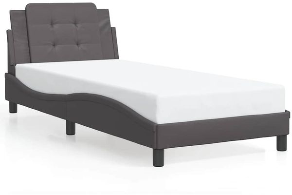 Einzelbettgestell Design für Erwachsene ohne Matratze Grau 90x190 cm Kunstleder d4849e