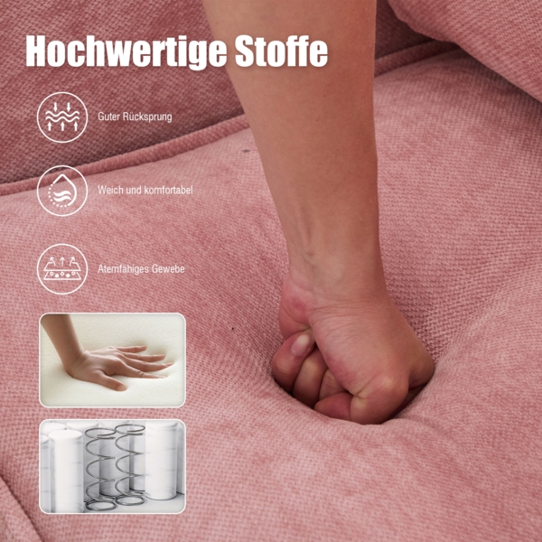LVHOM 2-Sitzer Sofa mit Handyhalter und USB, Doppelsofa mit Seitentaschen, Polstersofa Zweisitzer mit Chenille Bezug, Rosa Bild 4