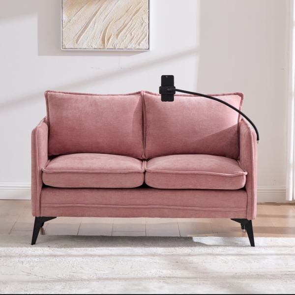 LVHOM 2-Sitzer Sofa mit Handyhalter und USB, Doppelsofa mit Seitentaschen, Polstersofa Zweisitzer mit Chenille Bezug, Rosa Bild 9