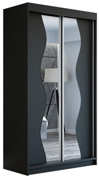 Schwebetrenschrank RIMA 2-trig Schrank 120 cm (mit Spiegel) Farbe: Schwarz Bild 1