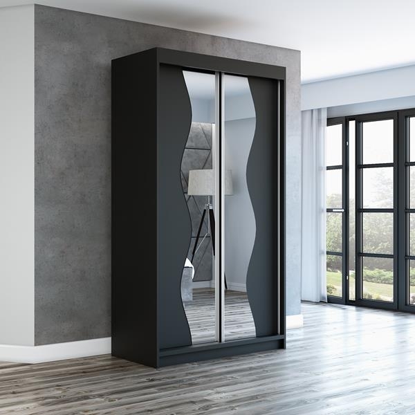 Schwebetrenschrank RIMA 2-trig Schrank 120 cm (mit Spiegel) Farbe: Schwarz Bild 2