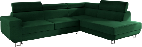 Mirjan24 'Fonti' Ecksofa, mit Bettkasten und Schlaffunktion, Grün, Rechts