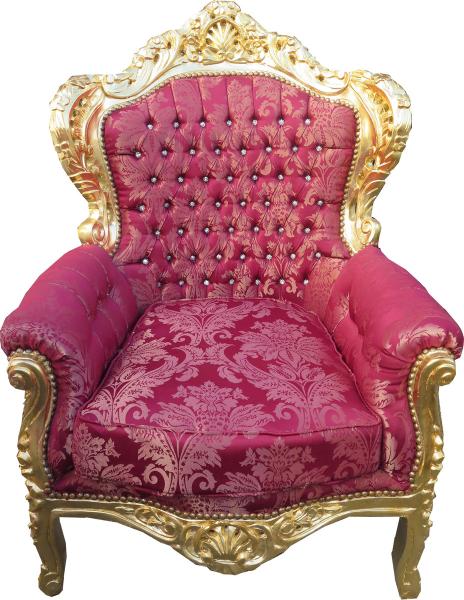 Casa Padrino Barock Sessel "King" Bordeaux Bouquet Muster / Gold mit Bling Bling Glitzersteinen - Möbel Antik Stil