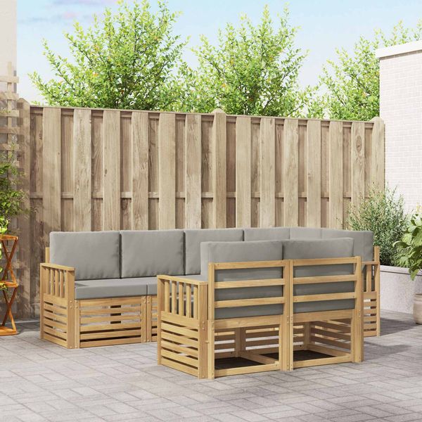 vidaXL Outdoor-Sofagarnitur 7 pcs Weiß und Hellgrau 3391986